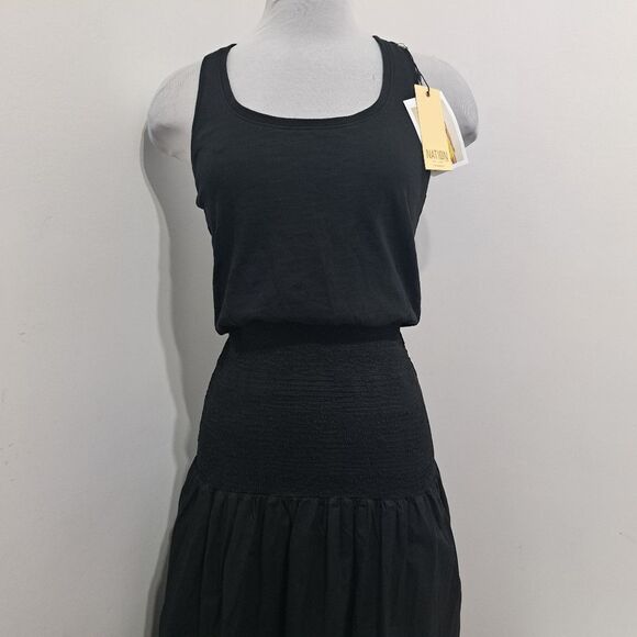 Nation LTD Sahar Combo Dress Smocked Neutral Minimalist Romantic Goth XS Black - Picture 12 of 15